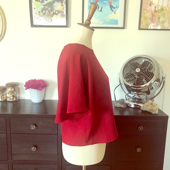 Red Flowy Crop Top - Picture 2 of 5